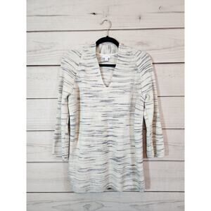 Pure J. Jill Womens Gray Knit‎ Rib Textured V-Neck Sweater Size Small Petite